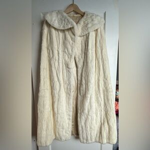 Vintage full length white fur cape
